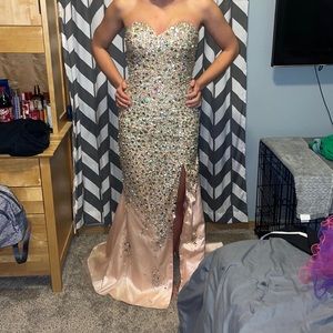 light pink champagne Alyce Paris prom dress, size 8